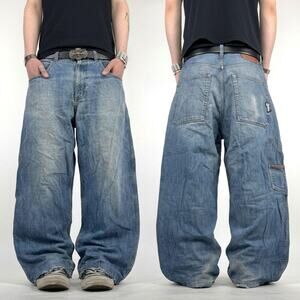 Vintage faded carpenter embroidered y2k skater baggy wide leg rare jeans